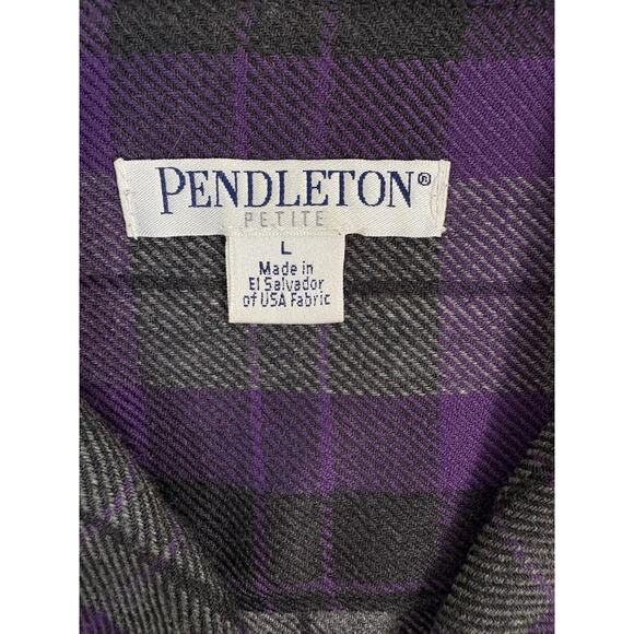 Women’s VTG PENDLETON Limited Edition 49er Purple Plaid Wool Shirt Jacket Sz PL - Picture 11 of 13